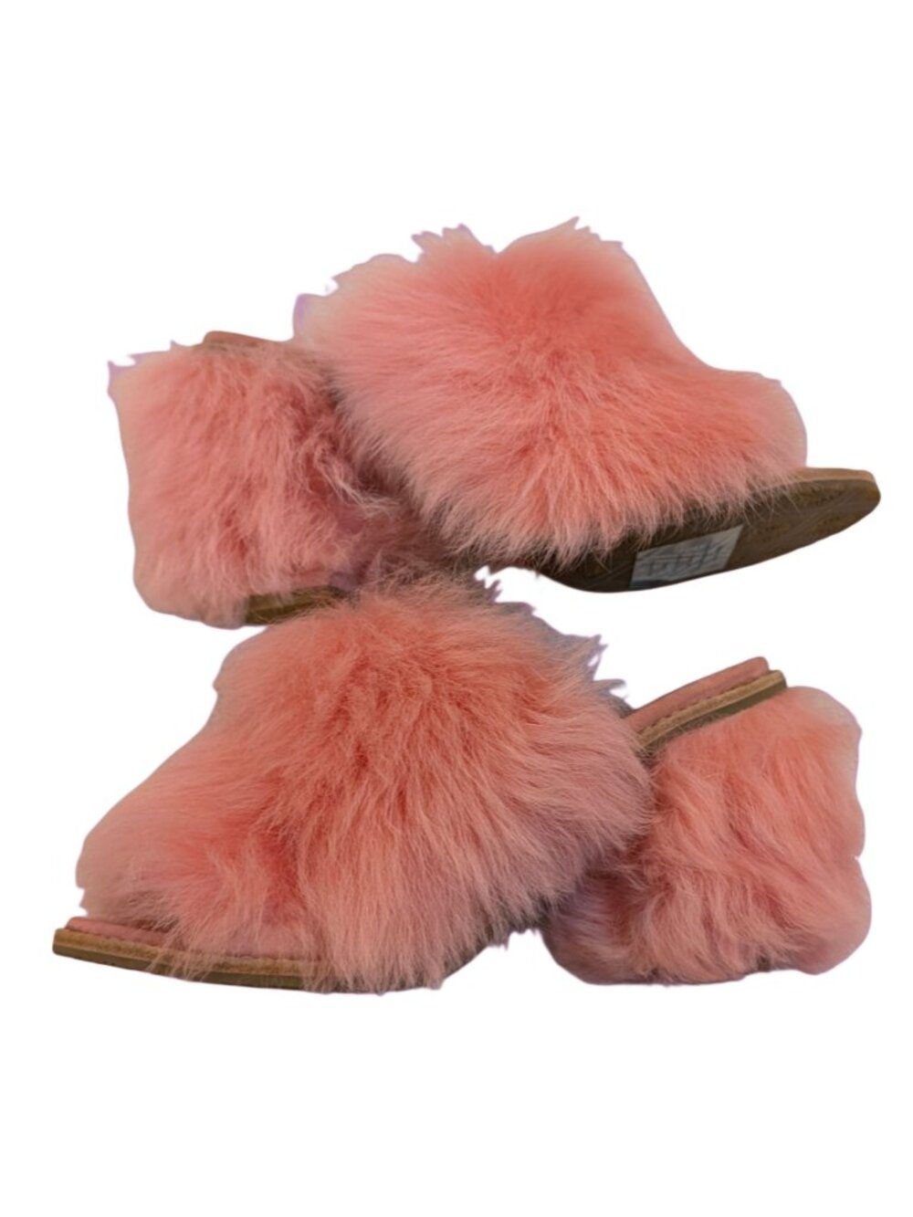 New Without Box UGG Rosa Fluff Heeled Slide Sandals - Lantana Pink - Size 9